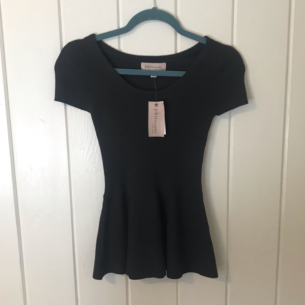 NWT Philosophy Peplum Ribbed Top sz xs